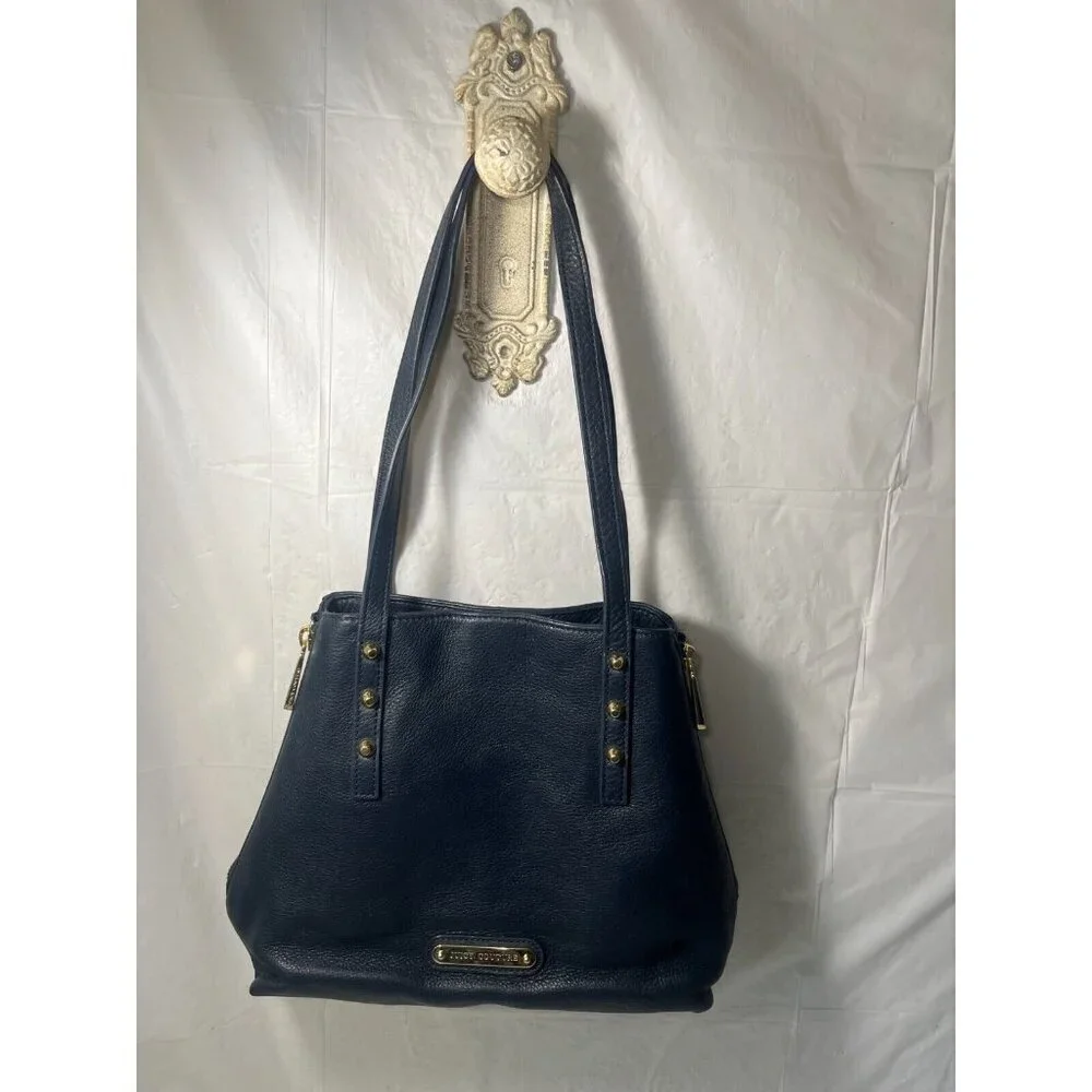 Juicy Couture Orange Grove Winged Tote navy leather new convertible